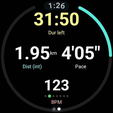 Watchletic live workout on a round Wear OS watch