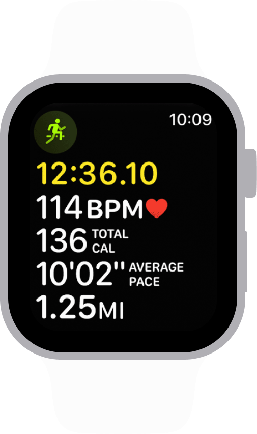 Screenshot of an active workout in Apple Watch Workout app